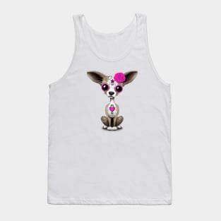 Pink Day of the Dead Sugar Skull Chihuahua Puppy Tank Top